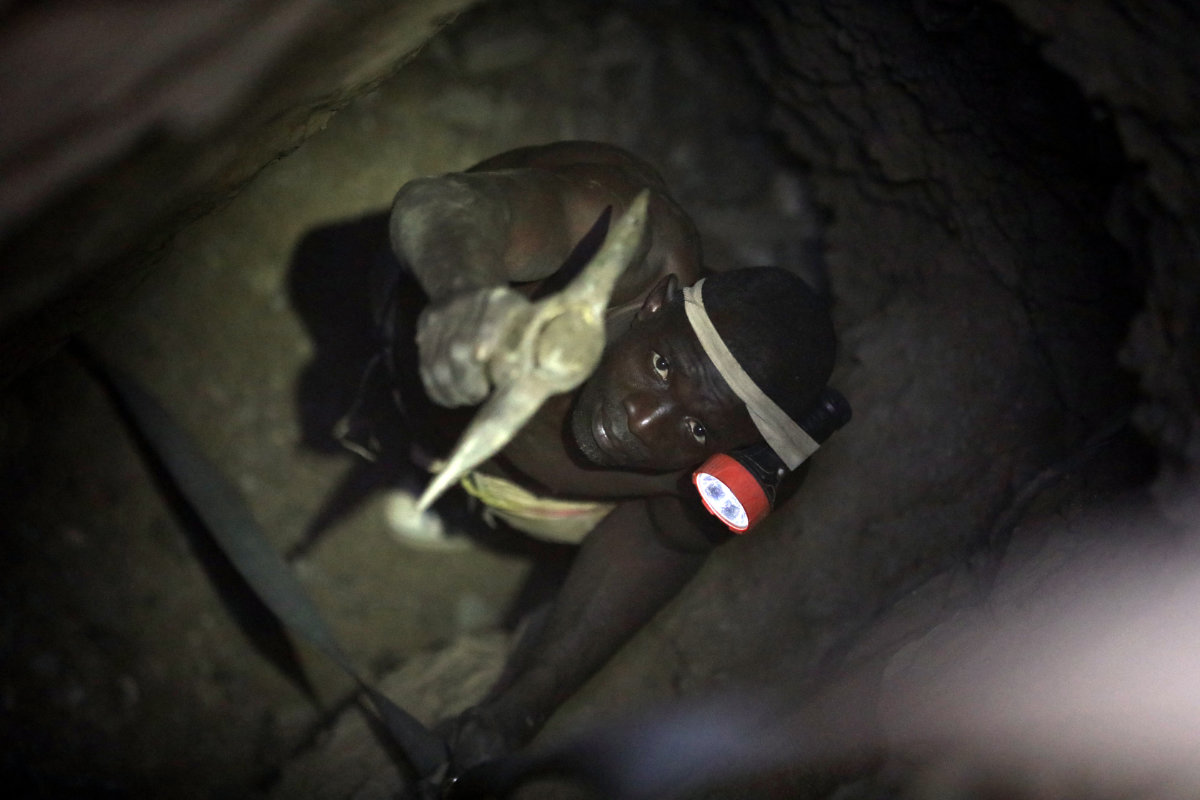 File photo showing a gold miner working underground in in Nigeria's Zamfara state. (AFP/File)