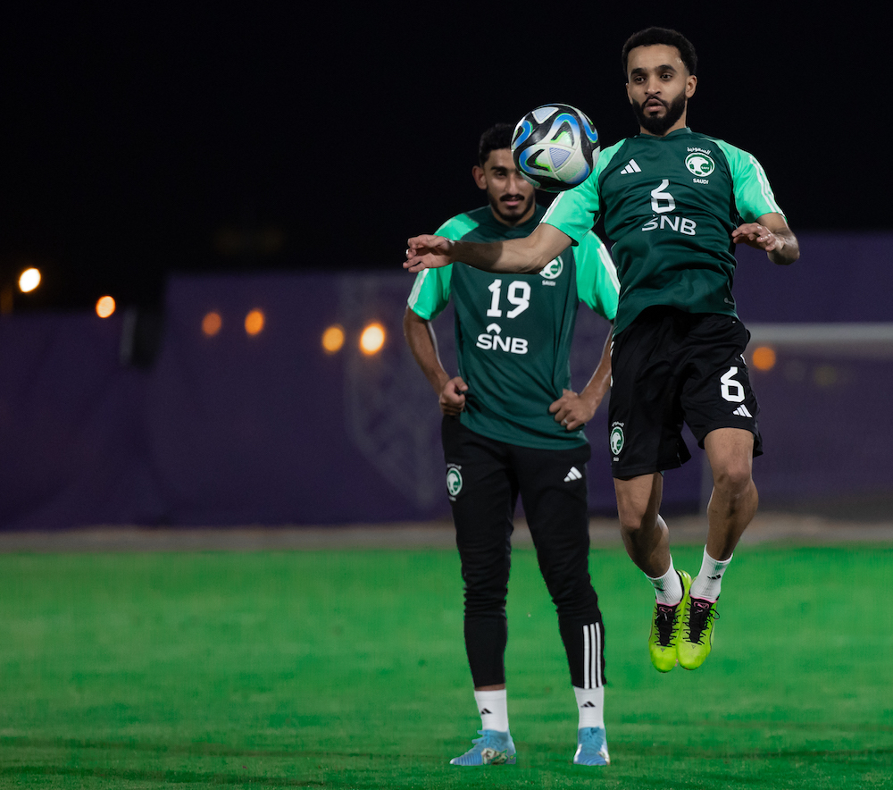 The Saudi national team continued their training camp on Sunday in preparation for their match against Jordan at Al-Awaal Park Stadium on Tuesday. (Supplied)