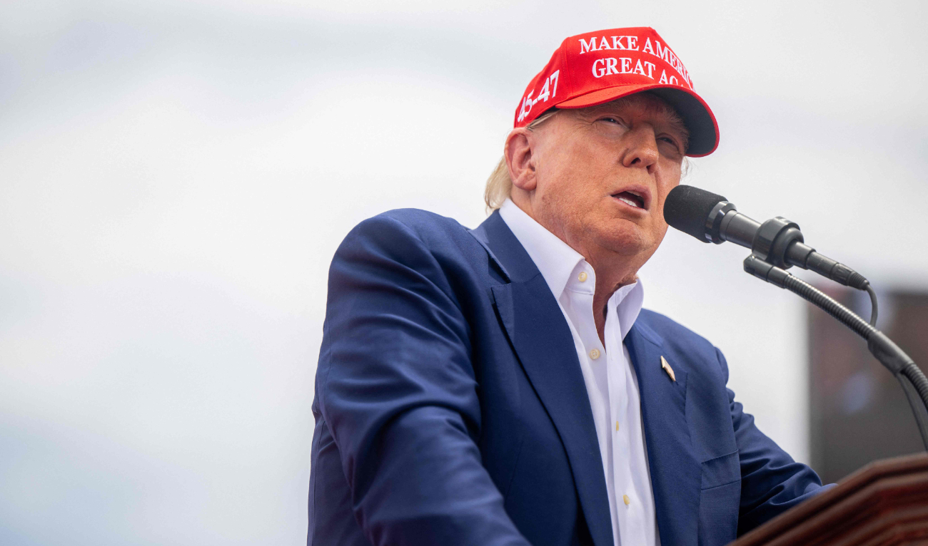 Republican presidential candidate and former US President Donald Trump speaks during his campaign rally at Sunset Park on June 09, 2024 in Las Vegas, Nevada. (AFP)