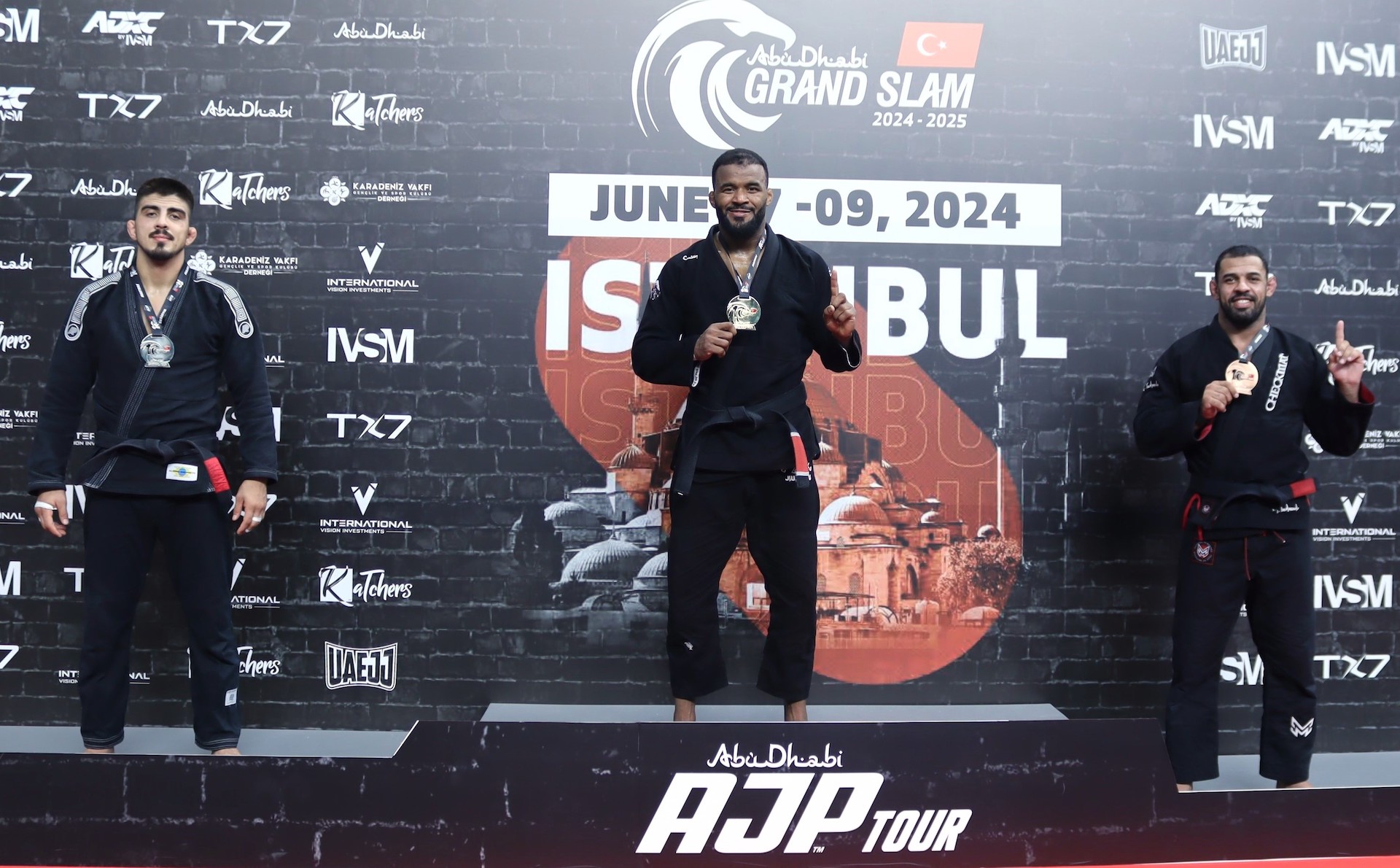 Brazilian jiu-jitsu star Jackson Sousa celebrates winning at the opening round of Abu Dhabi Grand Slam World Tour in Istanbul (UAEJJF)