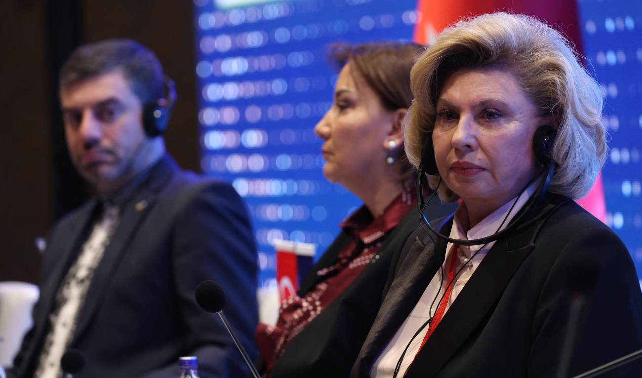 Russia’s Commissioner for Human Rights, Tatyana Moskalkova (R) said she had appealed to the UN High Commissioner For Human Rights, the head of the International Committee of the Red Cross, and other officials “for the rapid return home of our compatriots.” (AFP/File)