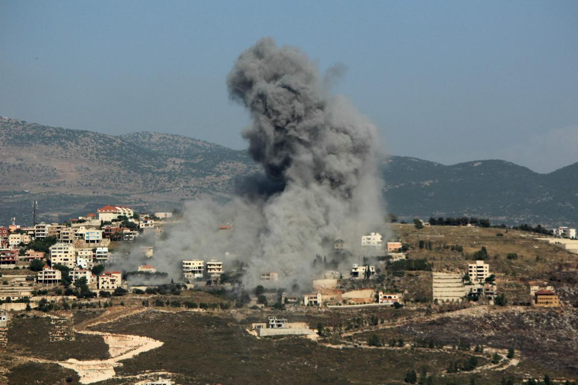 Smoke billows from the site of an Israeli airstrike on the southern Lebanese village of Khiam near the border on June 8, 2024 amid ongoing cross-border tensions as fighting continues between Israel and Hamas militants in the Gaza Strip. (Photo by Rabih DAHER / AFP)