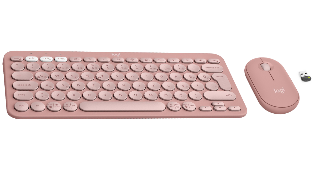 The Logitech Pebble 2 Combo features a slim, quiet keyboard and a silent, smooth mouse.