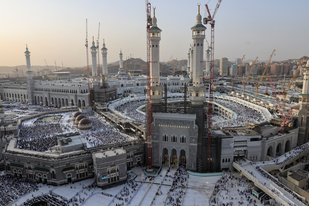 An aerial view of the Grand Mosque, ahead of the annual Hajj pilgrimage, in Makkah, Saudi Arabia, June 11, 2024. (Reuters)