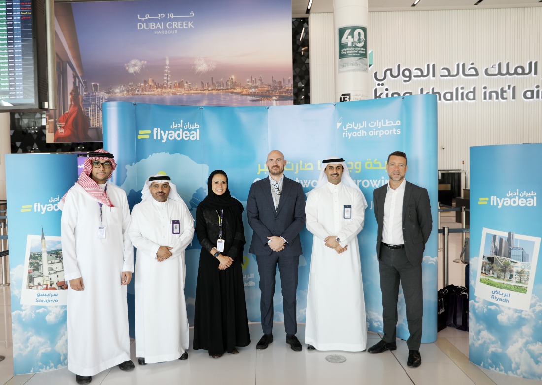 Ayman AboAbah, CEO of Riyadh Airports Company, and Steven Greenway, flyadeal’s CEO, sign deal for direct flights between Riyadh and the Bosnian capital Sarajevo. (Supplied)