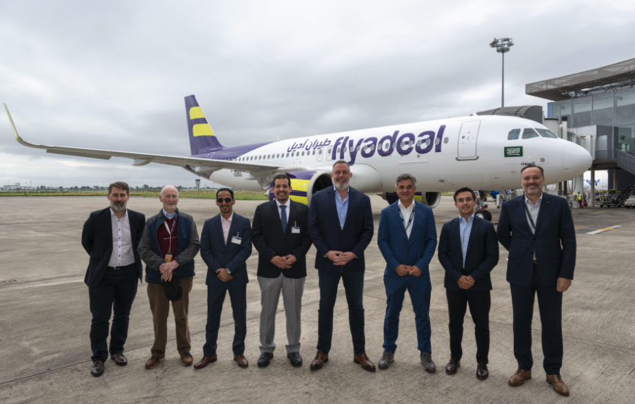 Flyadeal CEO Steven Greenway, along with colleagues Ahmed Bakadam, director of maintenance and engineering, and Ali Al-Zahrani, senior manager technical fleet, gathered in France for the official exchange. Supplied