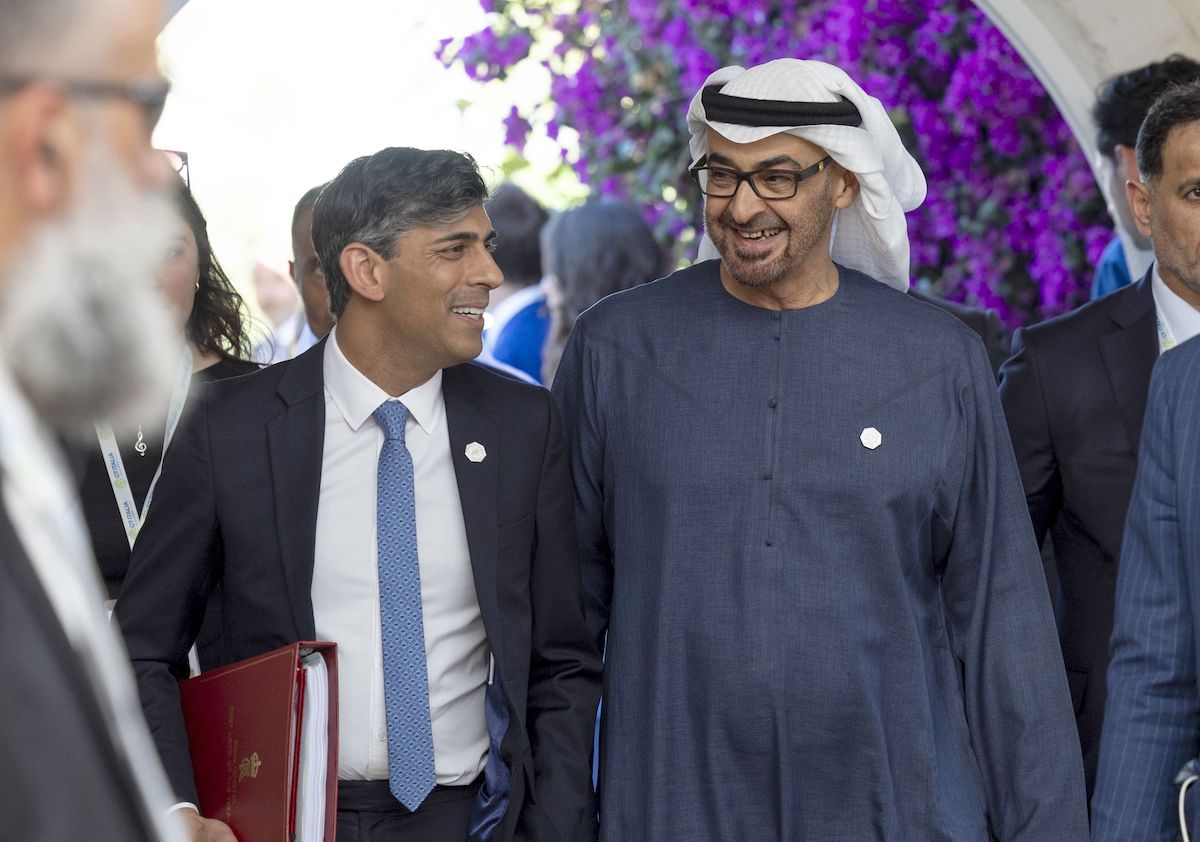 UAE President Sheikh Mohamed bin Zayed Al Nahyan and UK Prime Minister Sunak. (WAM)