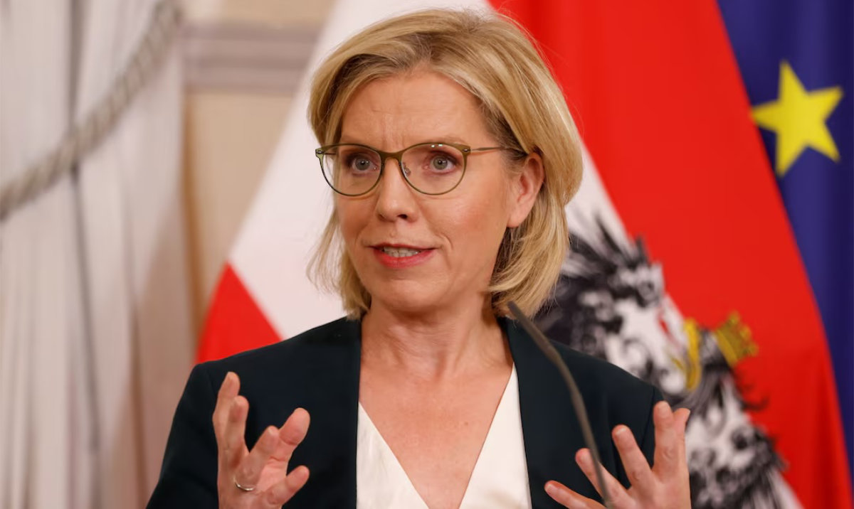 Austrian Minister of Climate Action and Energy Leonore Gewessler speaks during a press conference in Vienna, Austria. (Reuters/File)