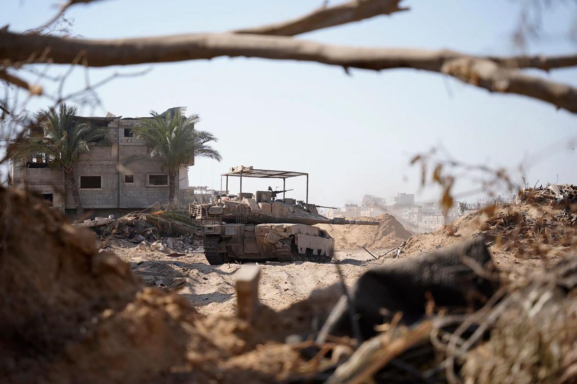 This handout picture released by the Israeli army shows an Israeli tank on the ground in the Gaza Strip on June 17, 2024. (AFP)