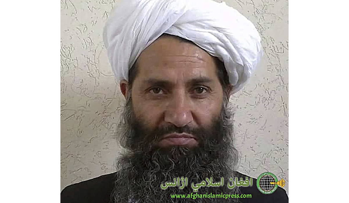 In this undated photo from an unknown location, released in 2016, the leader of the Afghanistan Taliban Mawlawi Hibatullah Akhundzada poses for a portrait. (AP)