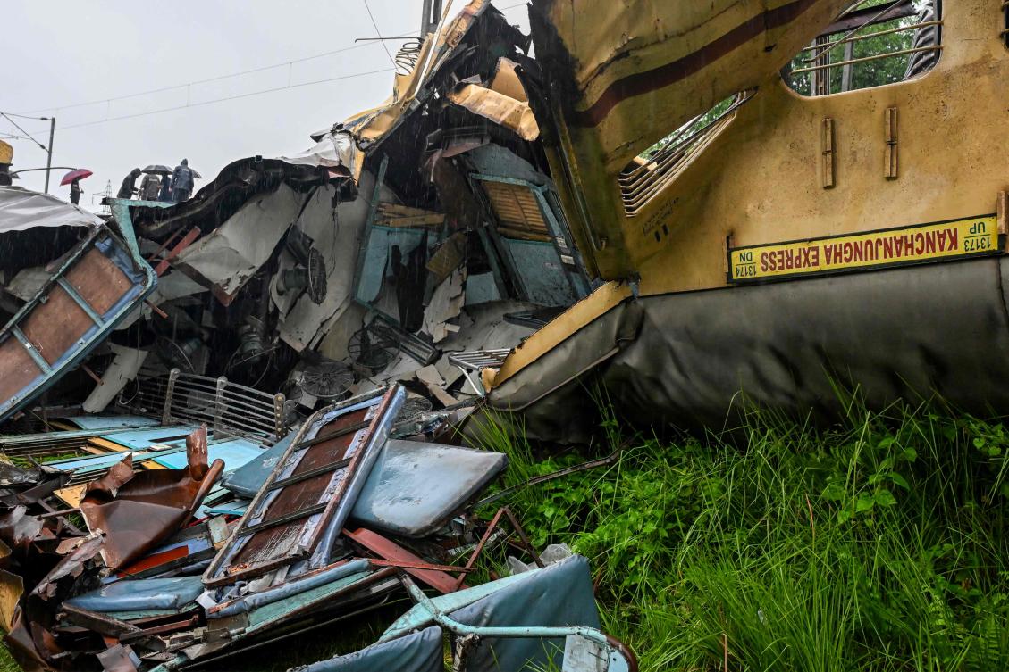 The freight train driver disregarded a signal, leading to the crash with the Kanchanjunga Express, which had halted near a railway station in the district of Darjeeling, according to India’s top railway official. (AFP)