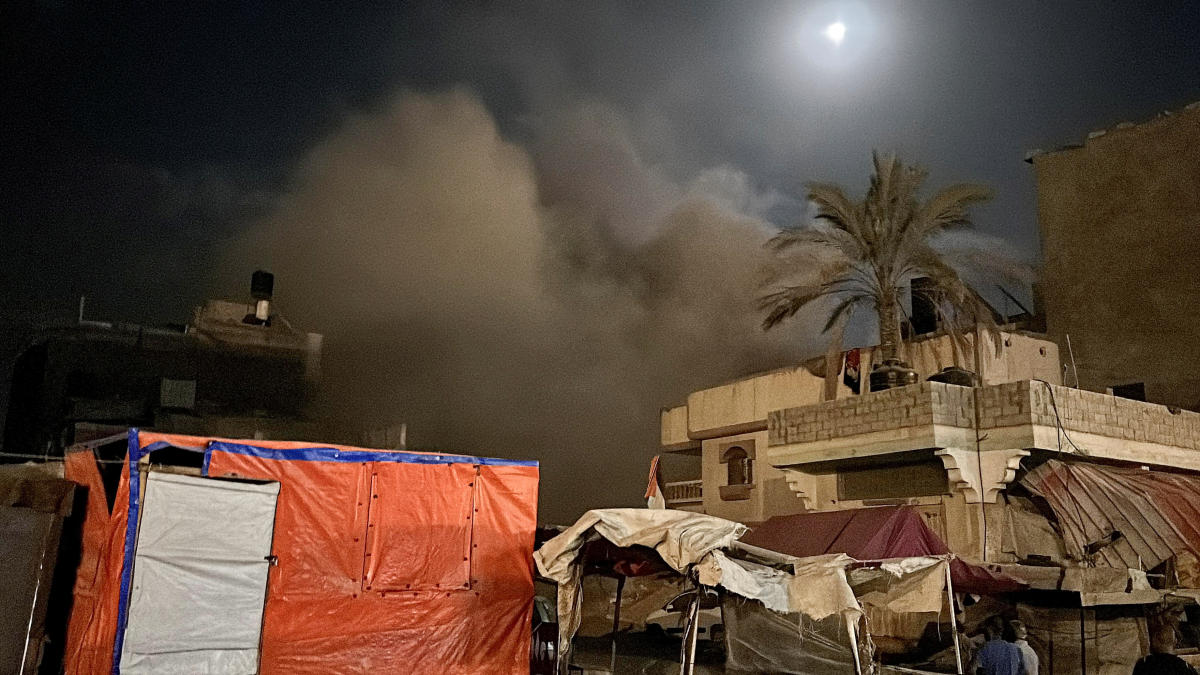Smoke rises after an Israeli air strike on a house, amid the Israel-Hamas conflict, in Khan Younis, in the southern Gaza Strip, June 20, 2024. (REUTERS)