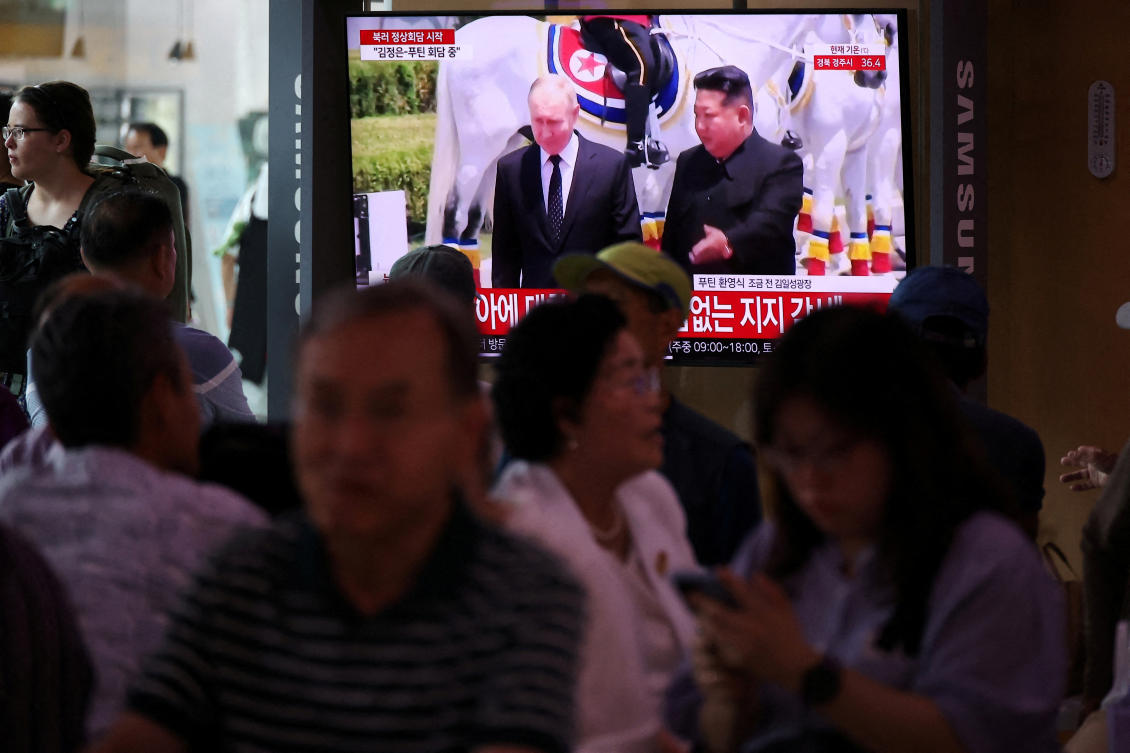 Russia and North Korea signed a military pact during Russian President Putin’s visit. (REUTERS/Kim Hong-Ji)