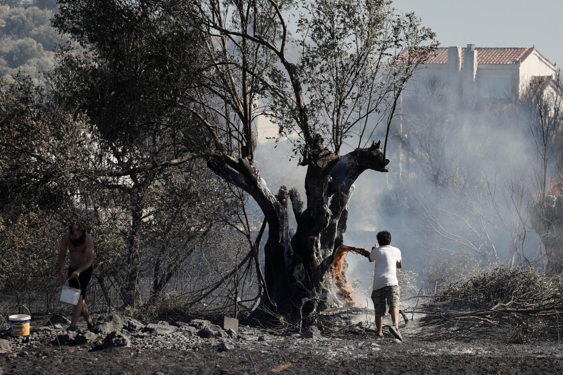 The blaze was ‘caused by a fireworks launched from a boat,’ said the island’s seasonal firefighting team on Facebook. (Reuters)