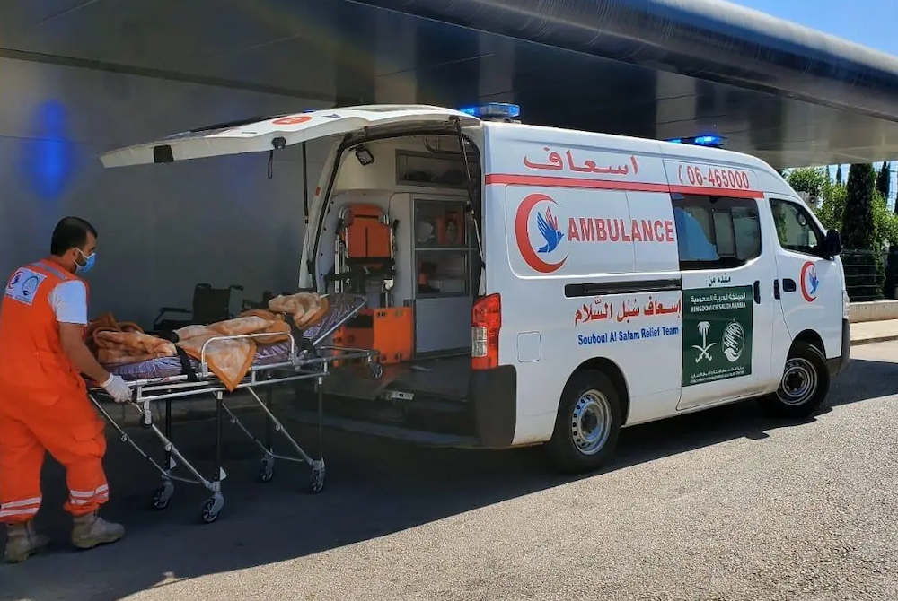 Lebanon’s Souboul Al-Salam Social Association ambulance service being funded by KSRelief completed 56 emergency missions. (SPA)