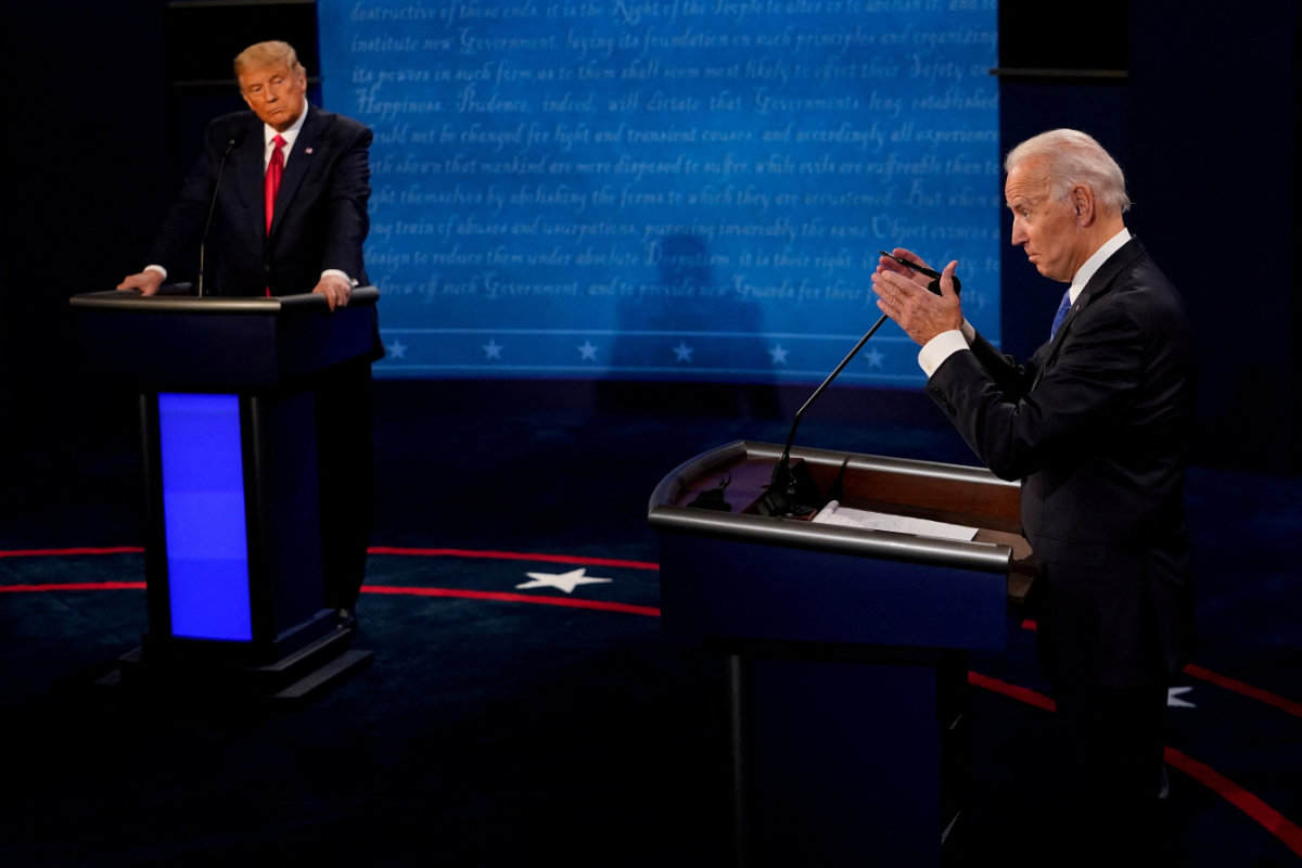 US President Joe Biden and former President Donald Trump participate in the first US US presidential debate hosted by CNN. (AFP)