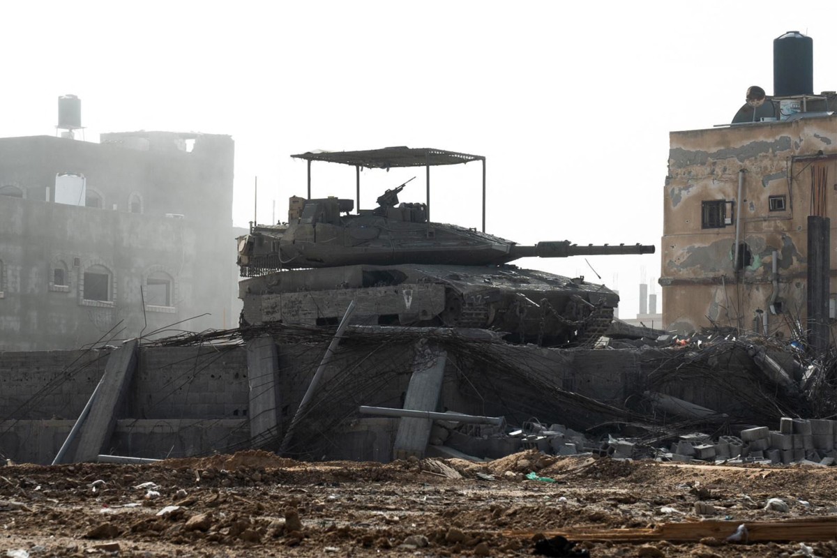 This handout picture released by the Israeli army on June 23, 2024 reportedly shows an Israeli army main battle tank operating in Rafah in the southern the Gaza Strip amid the ongoing conflict in the Palestinian territory between Israel and Hamas (AFP)