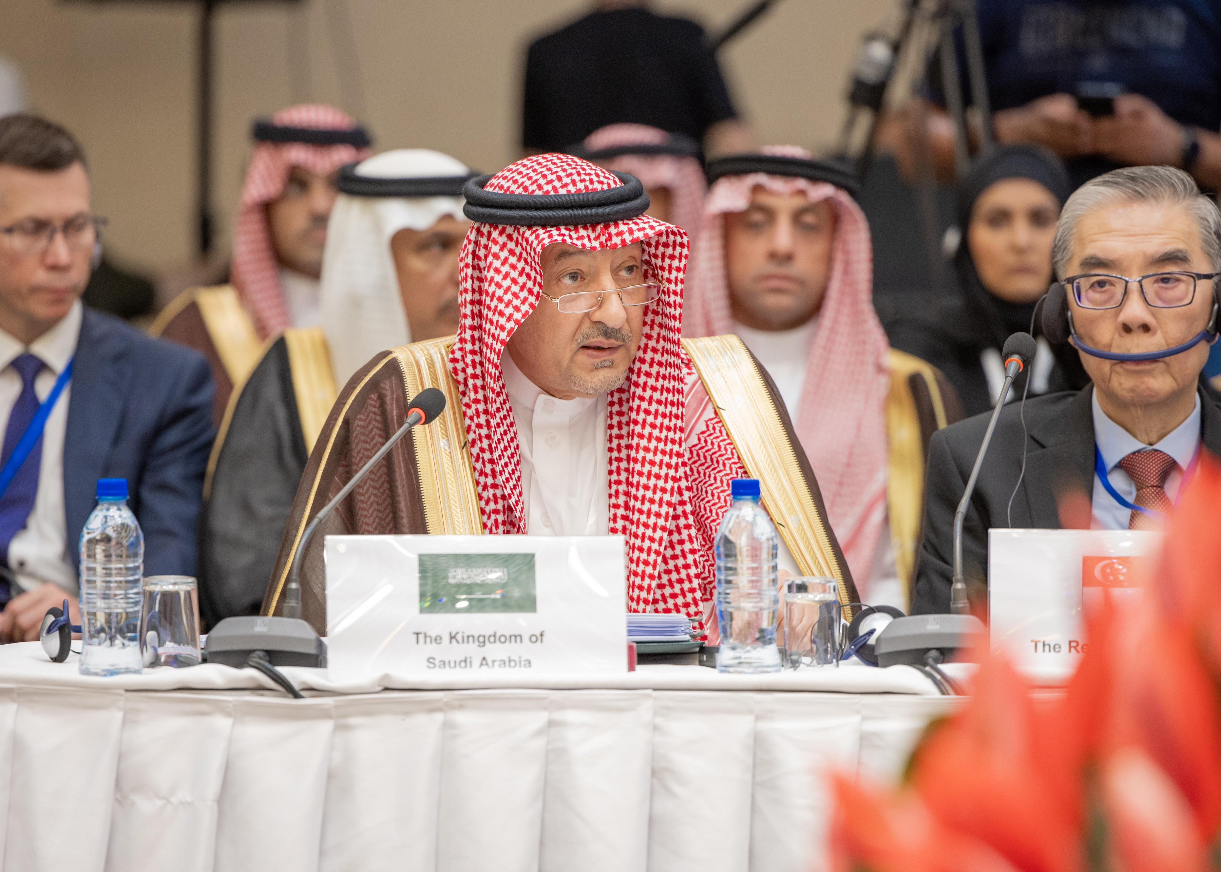 Saudi Deputy Foreign Minister Waleed bin Abdulkarim Al-Khuraiji speaks at the 19th meeting of the foreign ministers of the Asia Cooperation Dialogue in Tehran. (SPA)