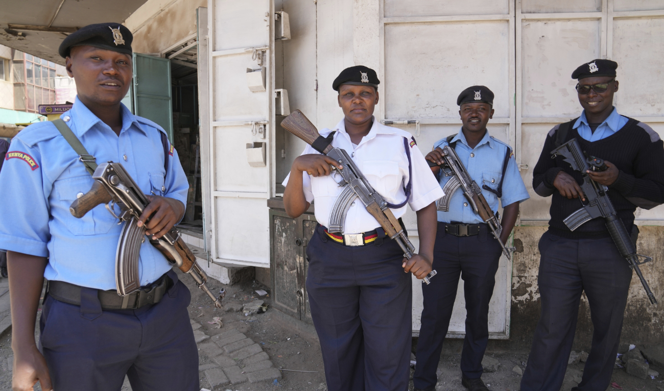 Kenya police patrol the streets of Nairobi, Kenya, Tuesday, March 12, 2024. Hundreds of Kenyan police officers are leaving for Haiti, where they will lead a multinational force against powerful gangs. (AP/File)