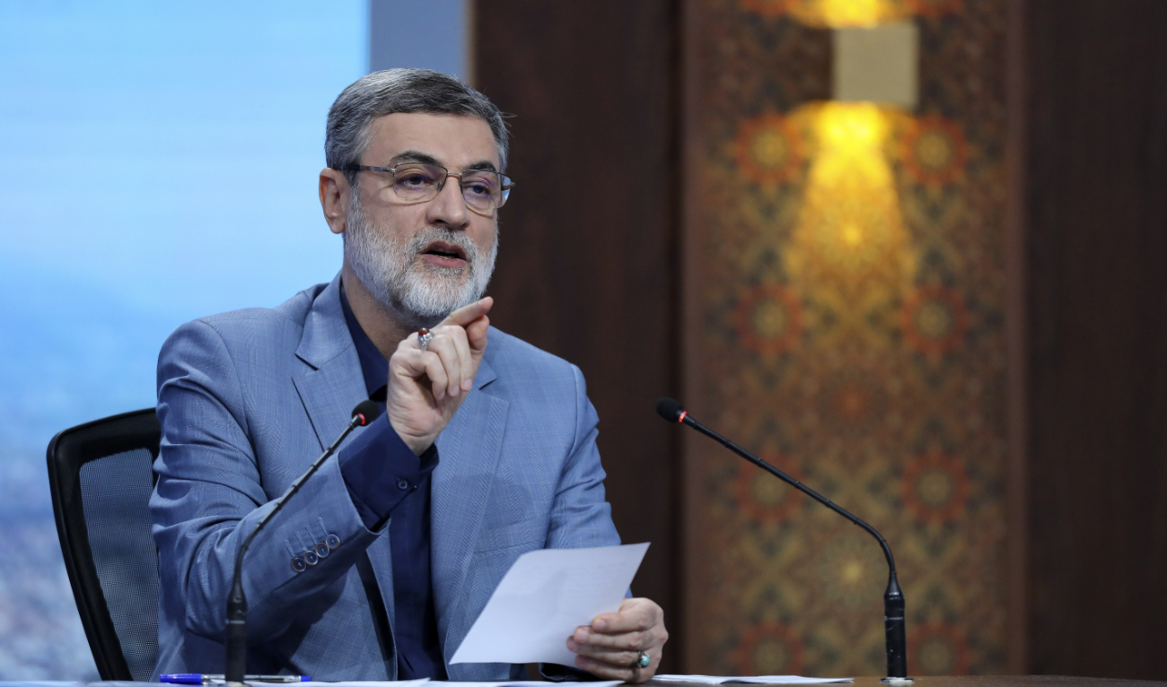 Amirhossein Ghazizadeh Hashemi, Vice President of late Ebrahim Raisi, speaks in a debate of the candidates at the TV studio in Tehran, Iran, Tuesday, June 25, 2024. (AP/File)