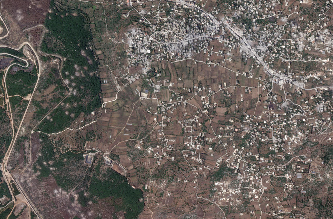 A satellite image shows damage in the Lebanese village of Aita Al-Shaab near the Israeli border, following months of ongoing cross-border hostilities between Hezbollah and Israeli forces, on June 5, 2024. 2024. (Reuters)
