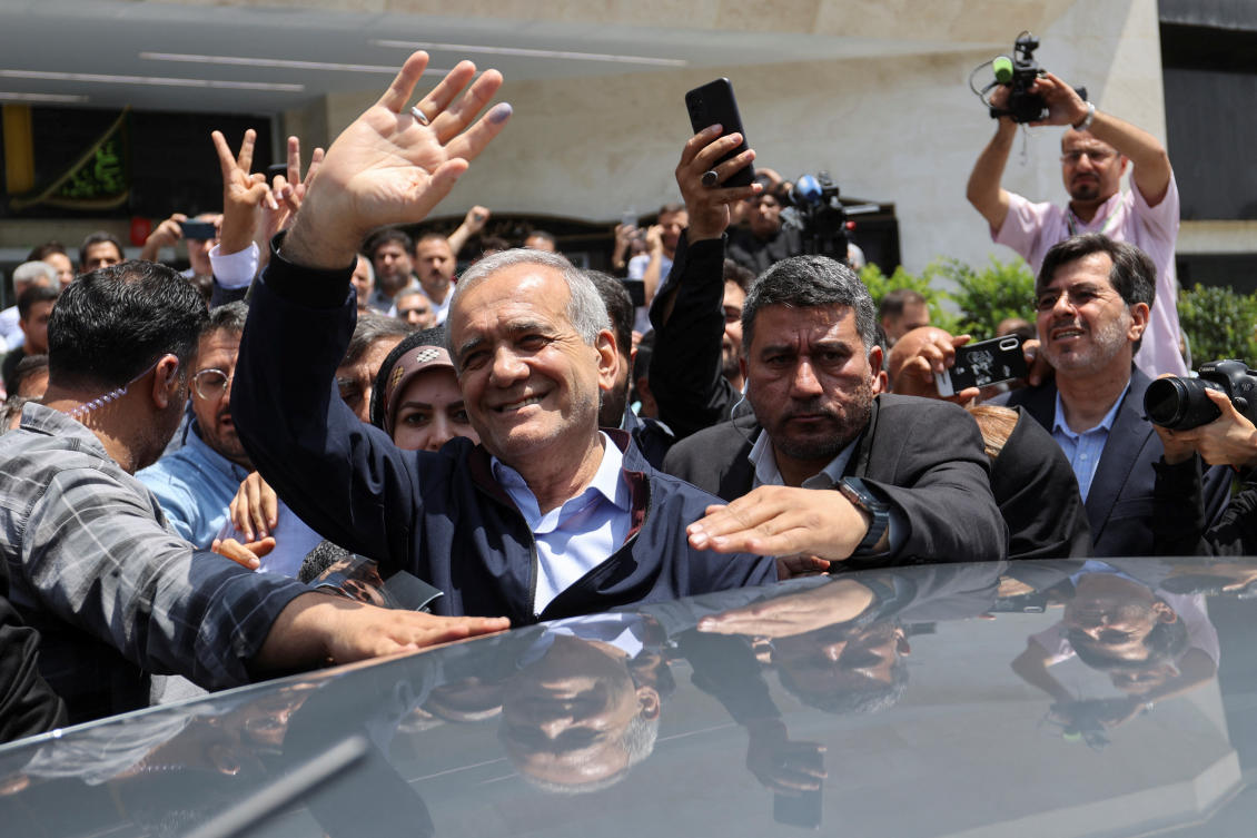 Sole moderate candidate Massoud Pezeshkian had won over 5.9 million votes, provisional results by the interior ministry show. (West Asia News Agency via Reuters)