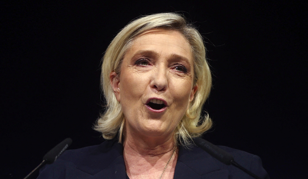 Marine Le Pen, French far-right leader and far-right Rassemblement National (National Rally - RN) party candidate, deliver a speech after partial results in the first round of the early French parliamentary elections in Henin-Beaumont, France, June 30, 2024. (REUTERS)