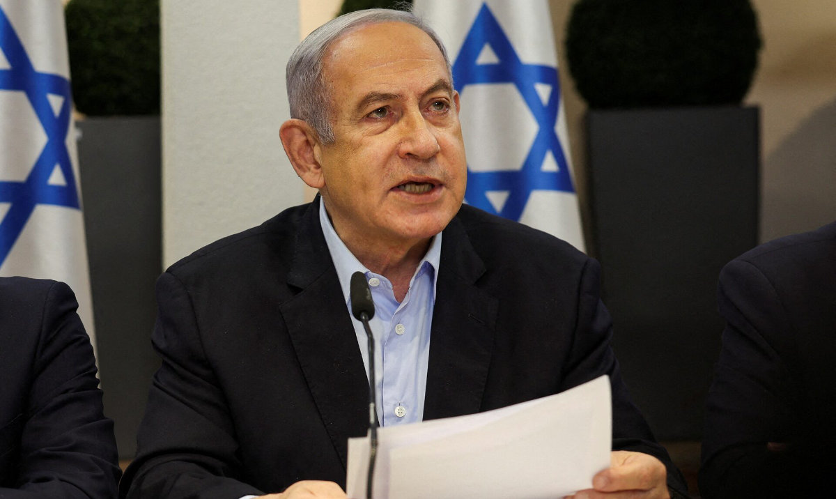 Israeli Prime Minister Benjamin Netanyahu speaks during the weekly cabinet meeting in Tel Aviv, Israel. (Reuters)