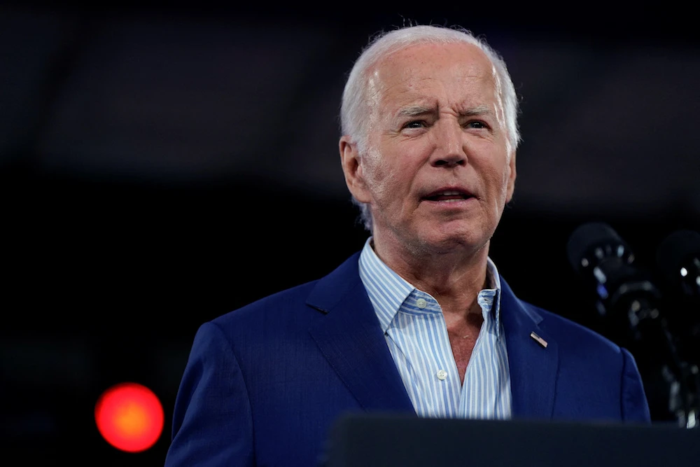 US President Joe Biden during a campaign rally in Raleigh, North Carolina, June 28. (Reuters)