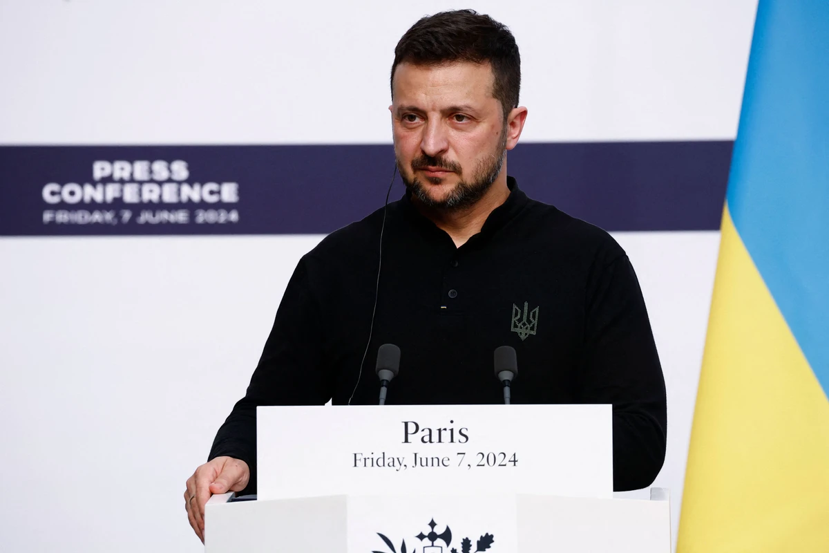 Ukraine's President Volodymyr Zelensky attends a press conference in Paris. (AFP)