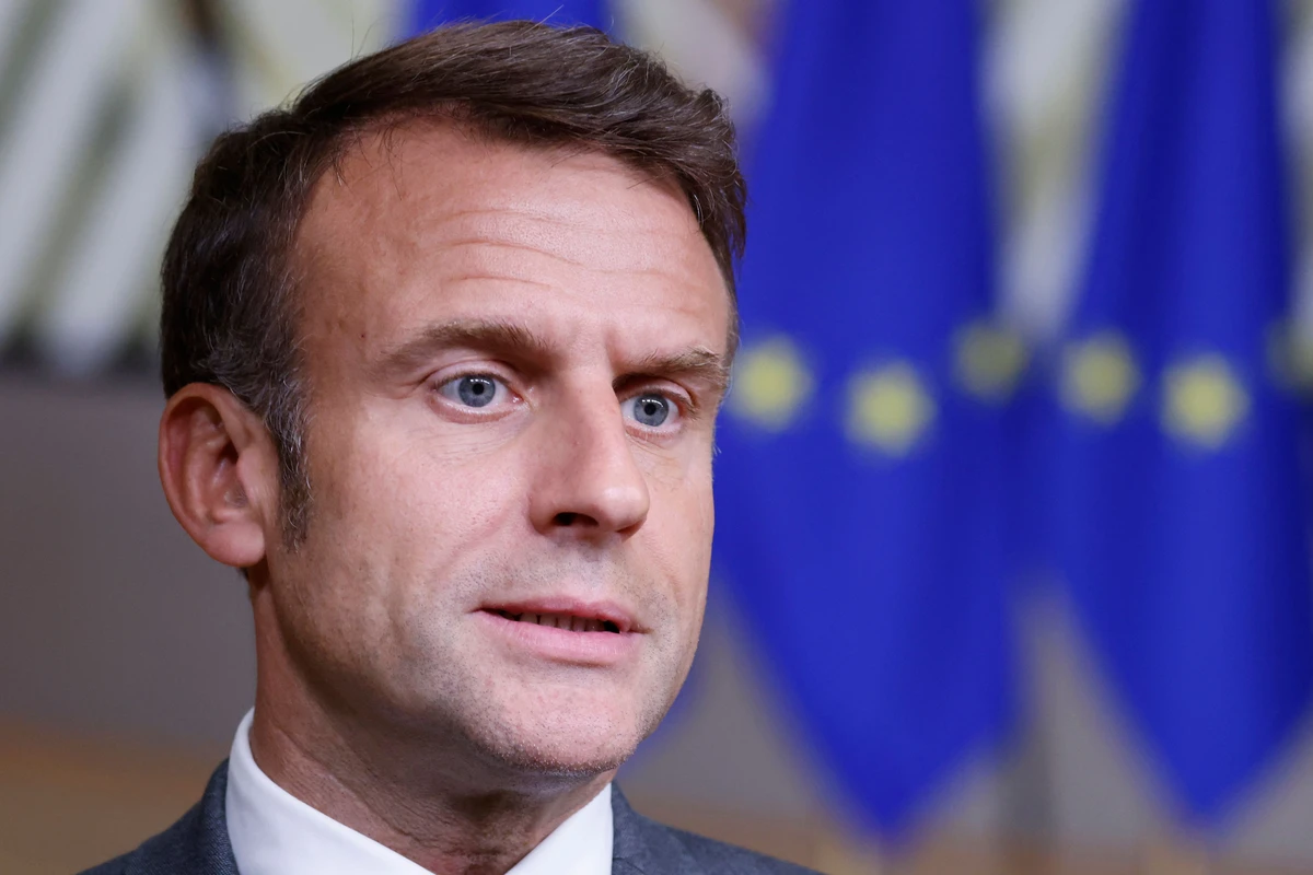 France’s President Emmanuel Macron speaks to the press at the European Council Summit. (AFP)