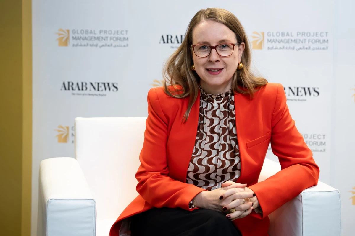 Margarete Schramboeck, board member at Aramco Digital, speaking to Arab News. Huda Bashatah/AN