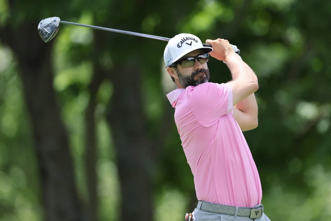 Adam Hadwin of Canada plays his shot from the fifth tee during the first round of the Memorial Tournament presented by Workday at Muirfield Village Golf Club on June 06, 2024 in Dublin, Ohio. (Getty Images via AFP)