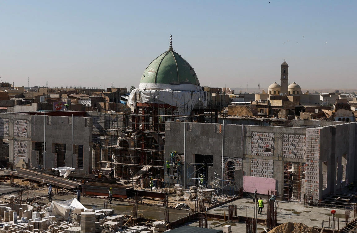 A general view of the Grand Al-Nuri mosque as rebuilding work continues in Mosul. (REUTERS)