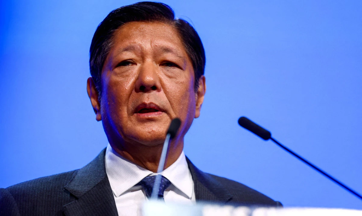 Philippines President Ferdinand Marcos Jr delivers a keynote address at the Shangri-La Dialogue, in Singapore, May 31, 2024. (Reuters)