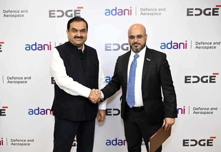 EDGE Group’s Managing Director and CEO Hamad Al-Marar and Ashish Rajvanshi, CEO of Adani Defence and Aerospace. EDGE Group