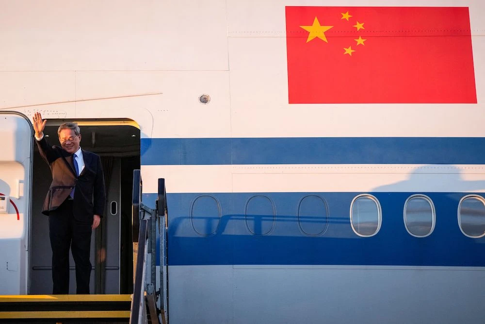 China’s Premier Li Qiang – the second most powerful man in China after President Xi Jinping – touched down at Adelaide Airport on Saturday for a four-day trip. (AFP)