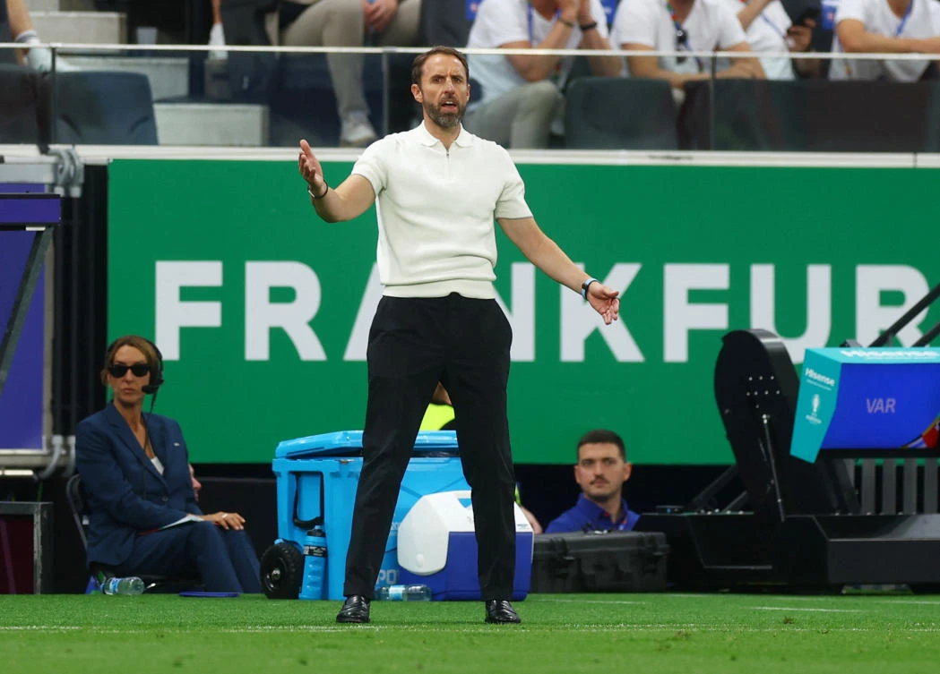 England manager Gareth Southgate reacts during their Euro 2024 — Group C — match against Denmark at Frankfurt Arena, Frankfurt, on Jun. 20, 2024. (Reuters)