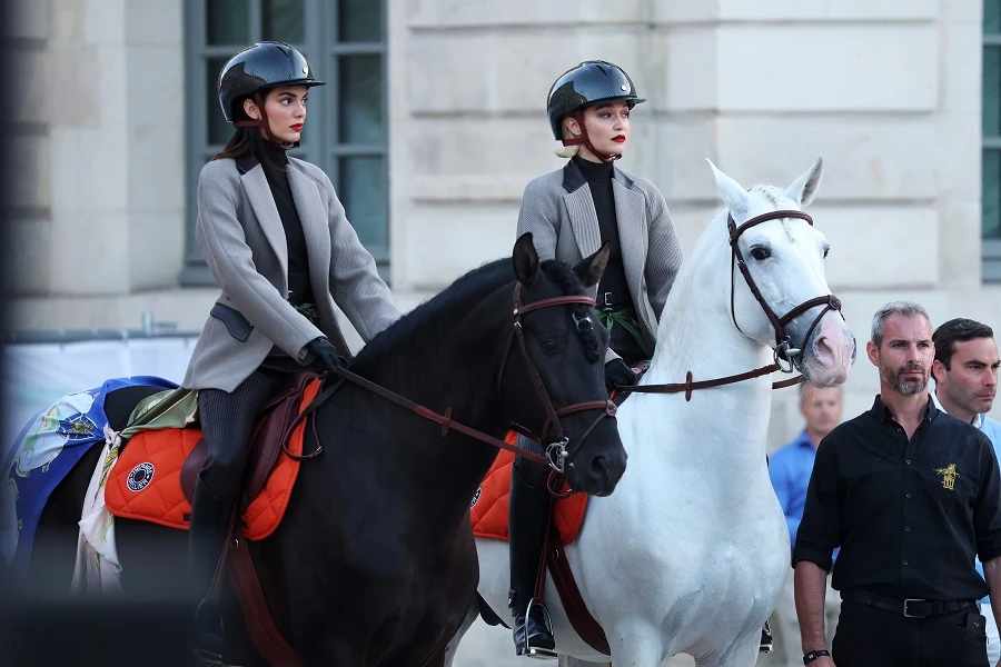 Kendall Jenner and Gigi Hadid rode horses during the show. (Getty Images)