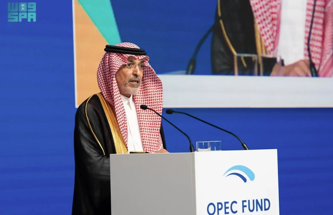 Mohammed Al-Jadaan speaking at the OPEC Fund Development Forum and Ministerial Meeting. SPA