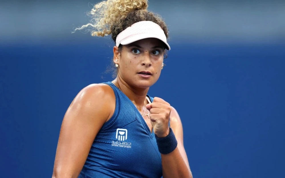 Egyptian tennis player Mayar Sherif, who last year reached a career-high No. 31 in the world, is gearing up for her second appearance at Wimbledon. (AFP/File Photo)