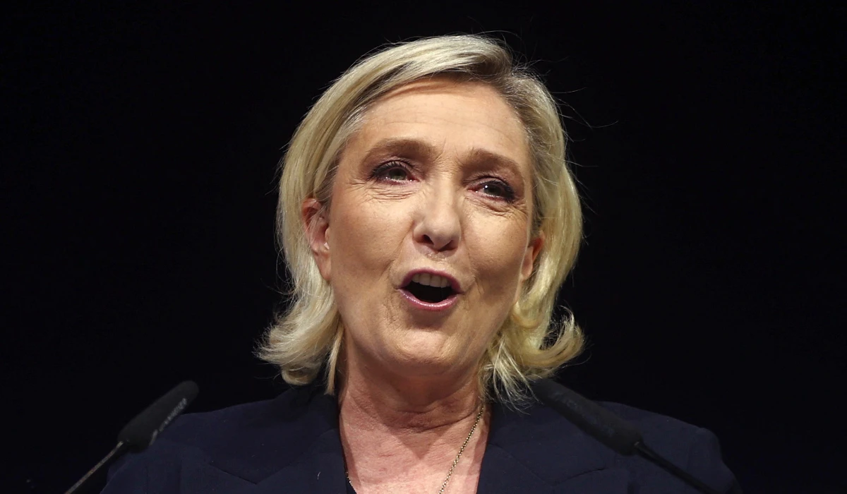 Marine Le Pen, French far-right leader and far-right Rassemblement National (National Rally - RN) party candidate, deliver a speech after partial results in the first round of the early French parliamentary elections in Henin-Beaumont, France, June 30, 2024. (REUTERS)