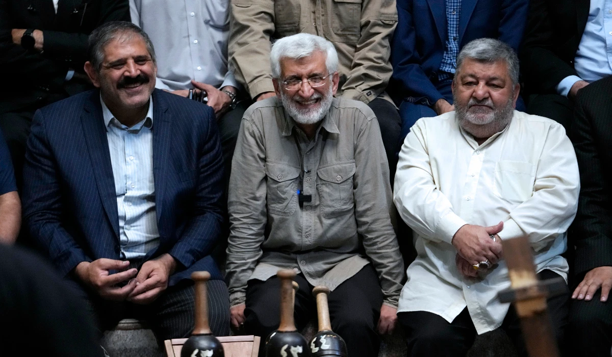 Presidential candidate Saeed Jalili attends a meeting in Tehran. (AP)