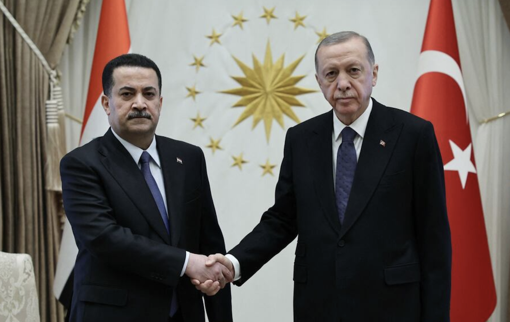 Erdogan, during his first visit to Iraq in 13 years, signed a memorandum of understanding with Iraq, Qatar, and the UAE. (AFP)