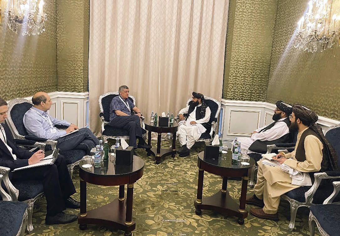 The two-day meeting began on Sunday and is the third such summit to be held in Qatar in a little over a year, but the first to include the Taliban authorities who seized power in Afghanistan in 2021. (AP)