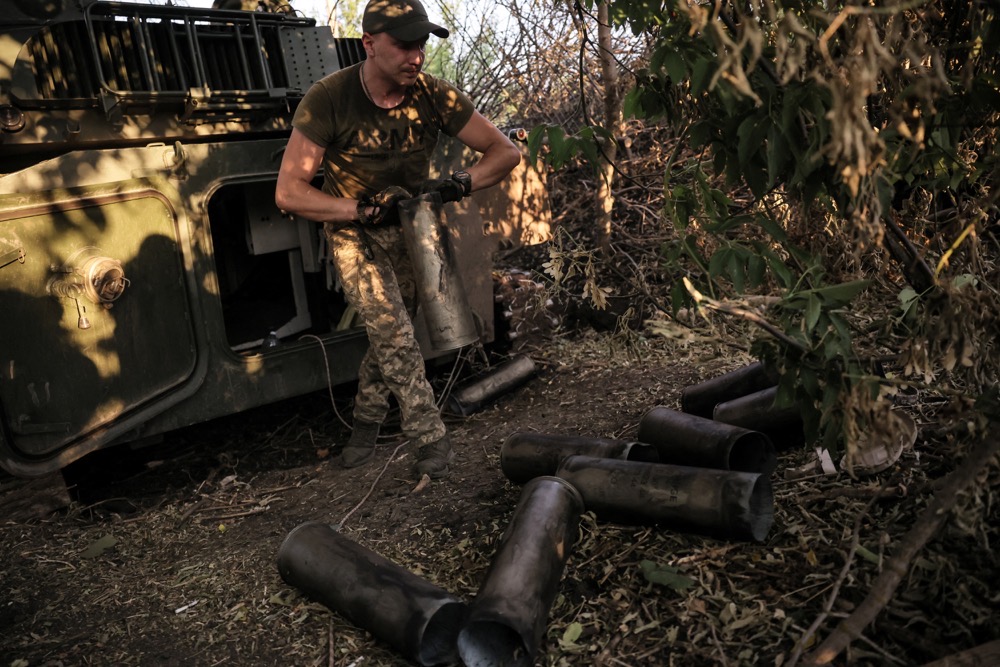 A serviceman of 24th Mechanized Brigade of the Ukrainian Armed Forces in action amid Russia’s attack on Ukraine, near the town of Chasiv Yar in Donetsk region. (Ukrainian Armed Forces/Reuters).