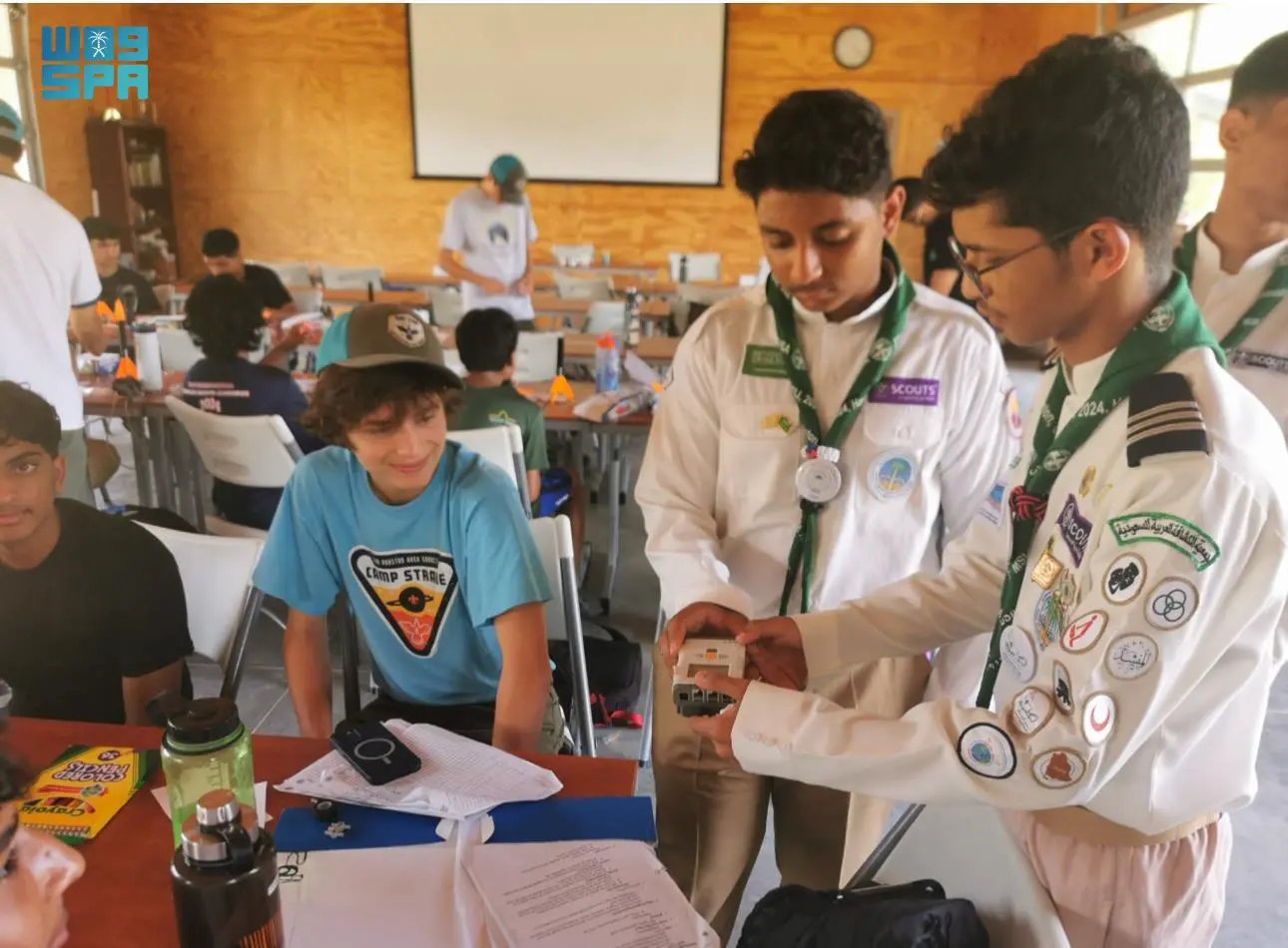 Saudi scouts in action during the international jamboree at Camp Strake in Houston, Texas. (SPA)