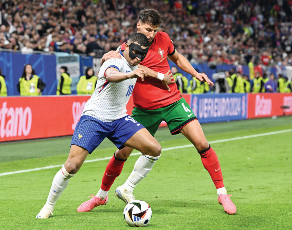 Explosive new Real Madrid signing Mbappe has struggled at the Euros after breaking his nose in France’s first match. (Reuters)