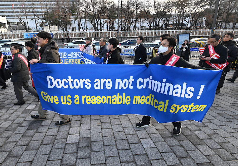 More than 13,000 junior doctors, who are medical interns and residents, walked off the job in February in protest of the government’s plan to sharply boost school admissions. (AFP)