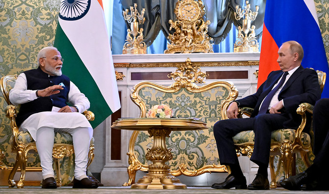 Russian President Vladimir Putin meets with Indian Prime Minister Narendra Modi at the Kremlin in Moscow on July 9, 2024. (AFP/File)